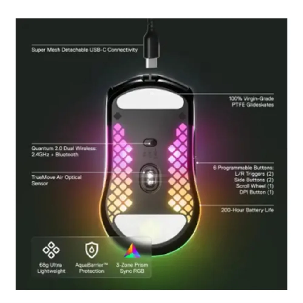 Steelseries Aerox 3 Ultra Lightweight Honeycomb Gaming Mouse